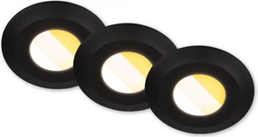 Briloner 7589035 – sada 3× LED stmievateľných kúpeľňových podhľadových svietidiel KLIRA, 1× LED/4,9 W/230 V, IP44, čierne