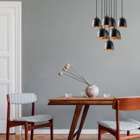 Závesný luster na lanku TATTOO 9xE27/40W/230V čierny