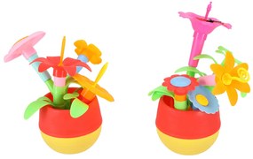 KIK Kreatívna plastová stavebnica kvetinová záhrada 175 dielov kvety, váza, kanva pre deti 3+