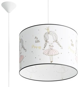 Detské závesné svietidlo Princess, 1x plastové tienidlo so vzorom, (fi 40cm)