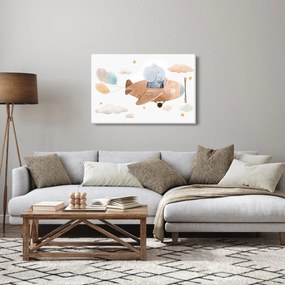Obraz - Akvarelový slon v lietadle (90x60 cm)