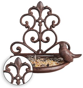 Nástenné napájadlo pre vtáky Sim, 18x18 cm, liatina, hnedá