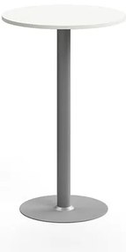 Barový stôl ALVA, Ø700x1100 mm, HPL, strieborná/biela
