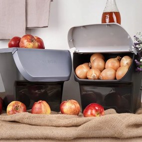 Úložný box na zemiaky a cibuľu s vetraním, VEGBOX sivý (14l - 10kg zemiakov)