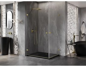 Mexen Lunar-B Duo, výklopný sprchový kút 95 x 90 cm, 8mm číre sklo, zlatý matný profil, 832-095L-090P-55-00