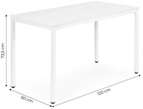 Kuchynský stôl biely 120 x 60 cm – univerzálny stôl pre 4–5 osôb
