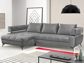 Rohová sedacia súprava Paris, stredne šedá látka, ľavý roh