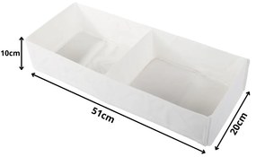 VERK GROUP Organizér do šatníka, 2 priehradky, textilný biely 51 x 20 x 10 cm
