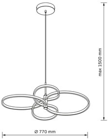 LED luster na lanku RIBBON LED/37W/230V 4000K čierna