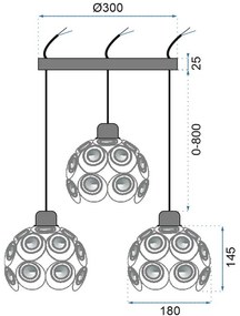 Toolight Edison, závesné svietidlo 3xE27 APP209-3CPR, čierna, OSW-30002
