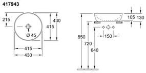 Villeroy & Boch 41794301 - Umývadlo na dosku ARTIS Ø 43 cm keramika/biela