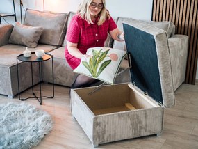 Krémový taburet SMART COSARO s úložným priestorom 65x65 cm