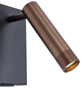 Moderné nástenné svietidlo čierne s tmavým bronzom nastaviteľné s USB-C - Croft