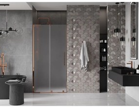 Mexen Velar L, posuvné sprchové dvere do otvoru 100 cm, 8mm sklo námraza, ružové zlato, 871-100-003-31-60