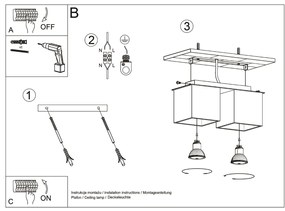Stropné svietidlo Quad, 2x čierne kovové tienidlo