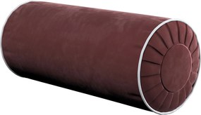 Valcový vankúš so záhybmi a ozdobným lemovaním farba produktu červená látka lesklá, zamatová