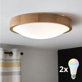 BRILAGI-LED RGBW stmievateľné stropné svietidlo CARVALHO SLIM 2xE27/12W/230V Wi‑Fi dub pr. 37