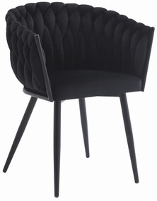 Černé jídelní křeslo ORION VELVET s černými nohami