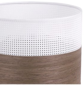 Závesné svietidlo Wood, 1x hnedá orechová dýha/biele PVC tienidlo, (fi 20cm)