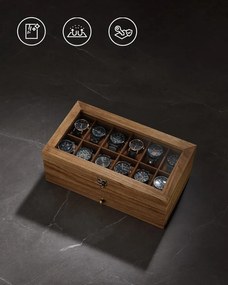 12 priečny hodinový box v rustikálnom orechovom odtieni
