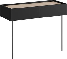 Toaletný stolík Desin 100 cm so zásuvkami a kovovými nohami - čierny mat / dub nagano
