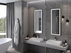 Mexen Coro podsvietené kúpeľňové zrkadlo 45 x 120 cm, LED 6000K, proti zahmlievaniu, čierny rám - 9817-045-120-611-70