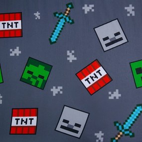 Sivá napínacia bavlnená detská plachta na jednolôžko 90x200 cm Minecraft "We got this" – Jerry Fabrics