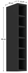 Horný kuchynský regál Arikona Monzesa Sobera 15 G 90 OTW (čierna) . Vlastná spoľahlivá doprava až k Vám domov. 1097082