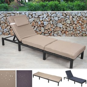 Záhradné lehátko HWC-A51 - krémové vankúše premium 10cm - antracit