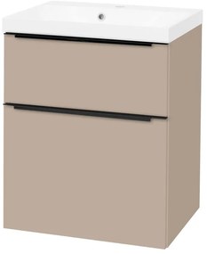 Mereo Mereo, Mailo, kúpeľňová skrinka s umývadlom z liateho mramoru 61 cm, čierne madlo, MER-CN550MB