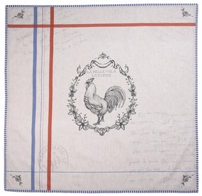 Béžový bavlnený obrus s kohútom Devine French Roster - 100*100cm