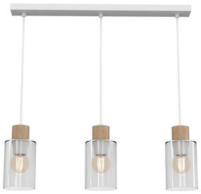 Luster na lanku MADERA 3xE27/60W/230V biela/drevo