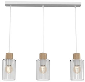Luster na lanku MADERA 3xE27/60W/230V biela/drevo