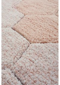 Svetloružový prateľný ručne tkaný bavlnený okrúhly koberec ø 140 cm Honeycomb Rose – Lorena Canals