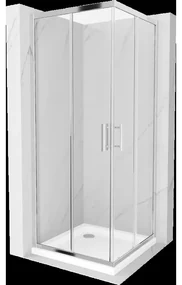 Mexen Rio štvorcová sprchová kabína 80 x 80 cm, transparentnéné, chrómová + závesný bidet Flat, biela- 860-080-080-01-00-4010
