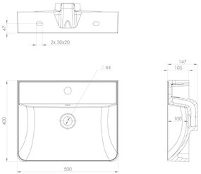 Sapho - Závesné umývadlo 50x40 cm liaty mramor/biela