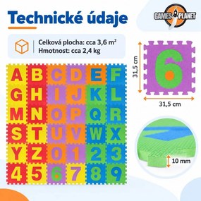 GAMES PLANET Penové puzzle čísla a písmená, 86 kusov