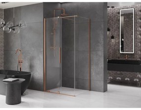 Mexen Velar, sprchový kút s posuvnými dverami 100(dvere) x 75(stena) cm, 8mm číre sklo, medená matná, 871-100-075-01-65