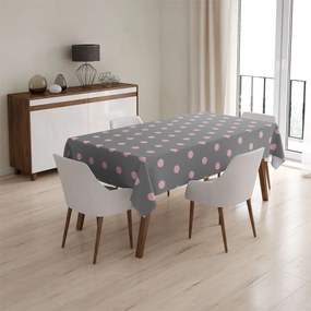 Sablio Obrus Ružové bodky na šedej - 130x130 cm