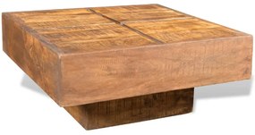 Konferenčný stolík, hnedý, štvorcový, mangový masív