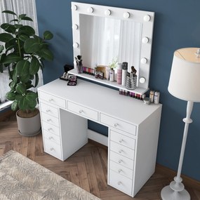 Toaletní stolek Melissa 04 s LED zrcadlem bílý