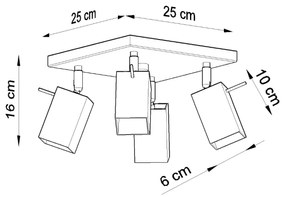MERIDA 4 Stropné svetlo, čierna SL.0102 - Sollux