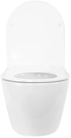 Rea Carlo Mini Tornado, závesná WC misa bez splachovacieho okruhu + toaletné sedadlo, biela lesklá, REA-C1261
