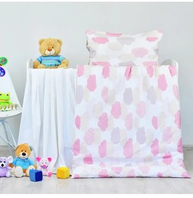 Obliečky detské bavlnené Obláčiky ružové EMI, Detský set 90x130 + 45x65