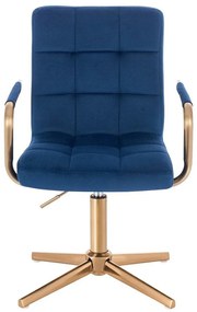 LuxuryForm DESIGN Stolička VERONA GOLD VELUR na zlatom kríži - modrá