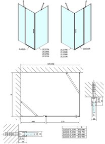 Polysan, Zoom Line obdĺžniková sprchová zástena 1000x900mm L/P varianta, ZL1310ZL3290