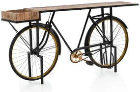 furniture-nabytek.cz - Lakovaný konzolový stôl Bike z kovu, čierny – 185×45×90 cm