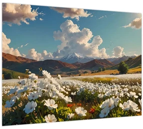 Sklenený obraz - Pokojná krajina (70x50 cm)