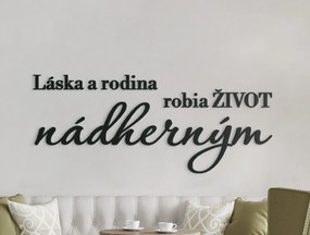 drevko Drevený citát na stenu o láske a rodine Rozmer obrazu: 35,5 x 86 cm, Farba dekorácie: Čierna
