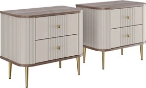 Nočné stolíky Vespera 56 cm - 2 ks - kašmírová / orech / zlatá
